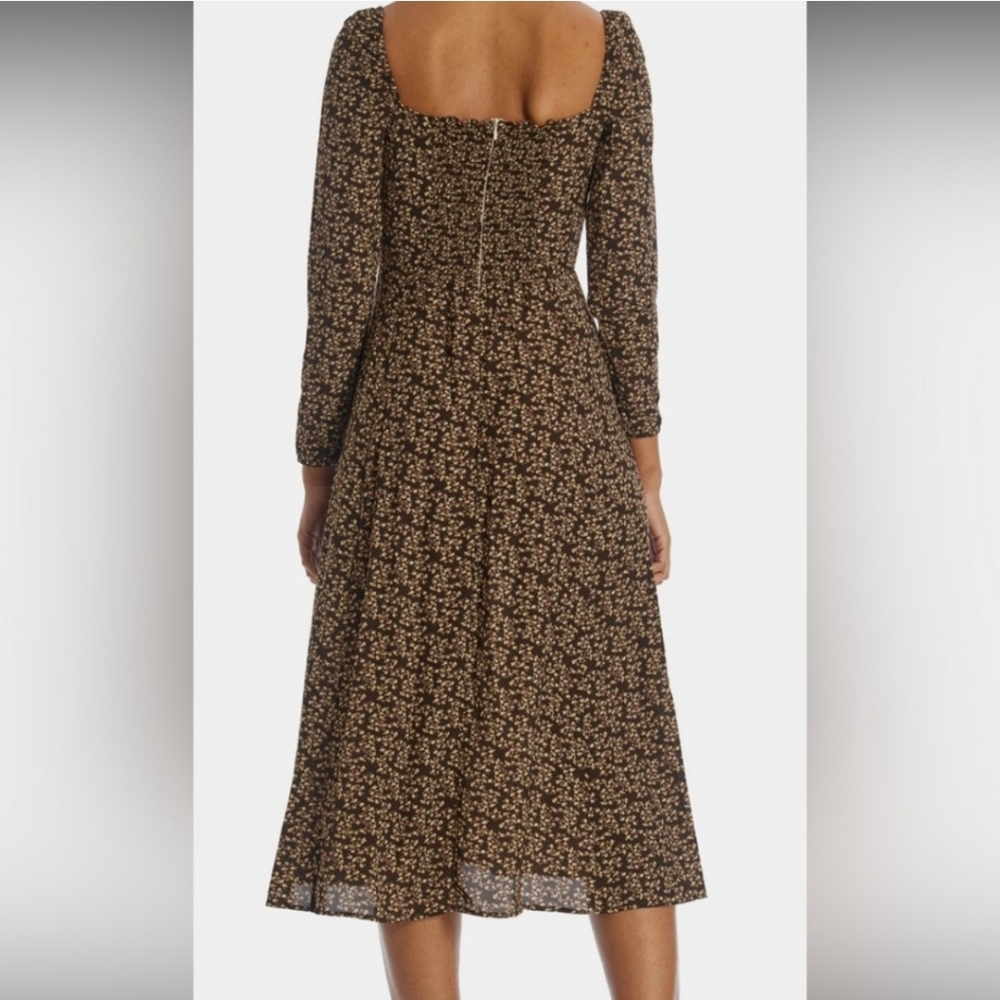 Anthropologie x OPT Lenon Floral Midi Dress In Brown Size 4 - Picture 3 of 11